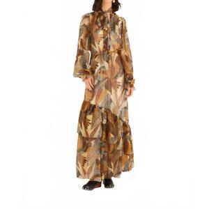 chinese dress ladies Stitched Birds Scarf Maxi Dress main image 1